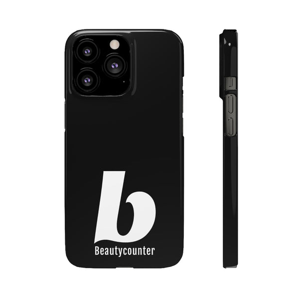 SLEEK Version Pretty Printing X Beautycounter Phone Case Black with White Logo