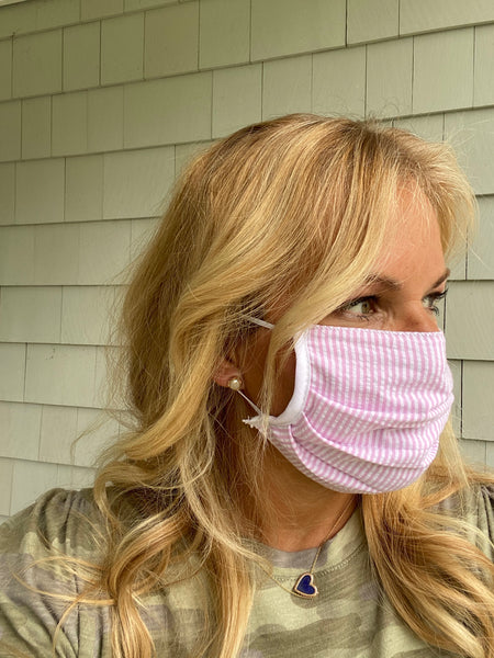 FACE MASK with filter - Seersucker 2 Pack (Pink/Blue combo)