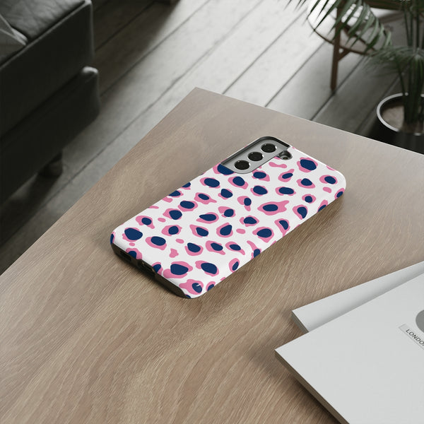 TOUGH Version Pretty Printing X Beautycounter Limited Edition Case Preppy Leopard Spots in Pink and Navy