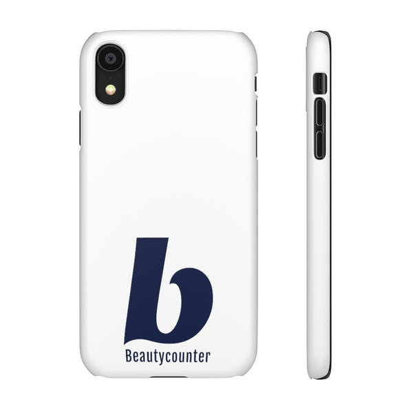 SLEEK Version Pretty Printing X Beautycounter Phone Case White with Navy Logo