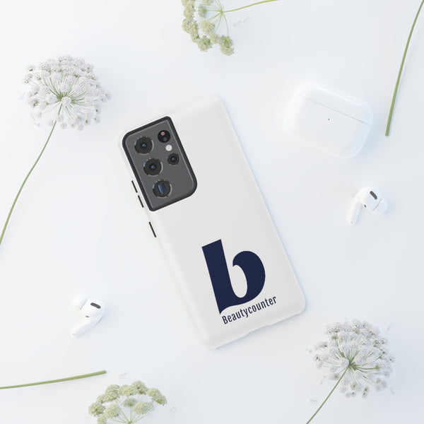 TOUGH Version Pretty Printing X Beautycounter Limited Edition Case White with navy logo