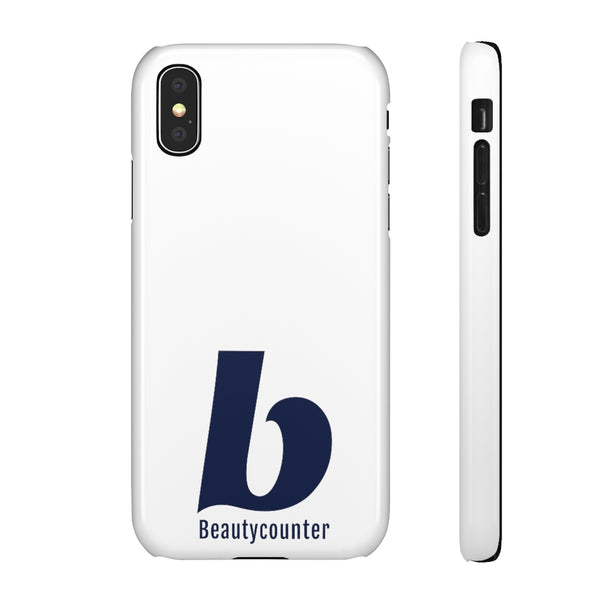 SLEEK Version Pretty Printing X Beautycounter Phone Case White with Navy Logo