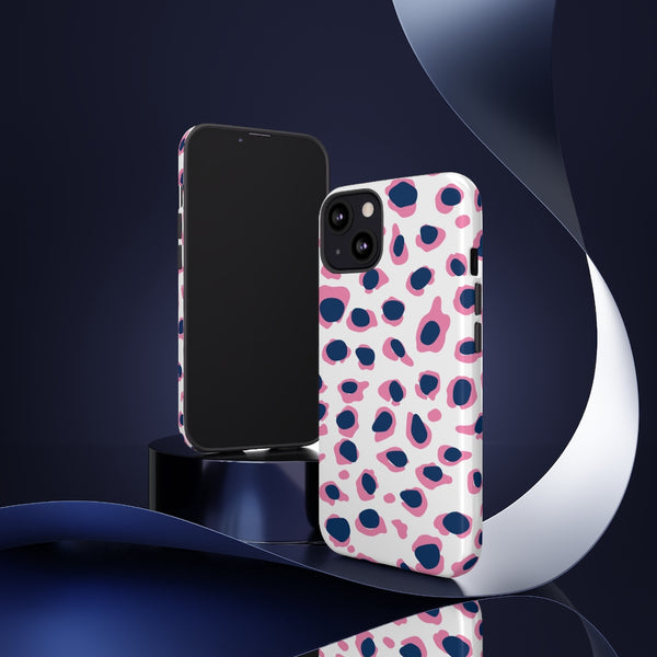 TOUGH Version Pretty Printing X Beautycounter Limited Edition Case Preppy Leopard Spots in Pink and Navy