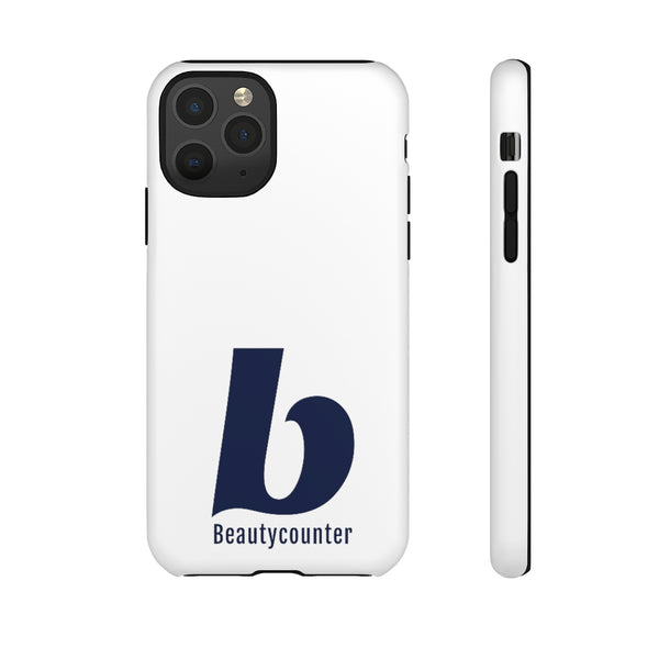 TOUGH Version Pretty Printing X Beautycounter Limited Edition Case White with navy logo