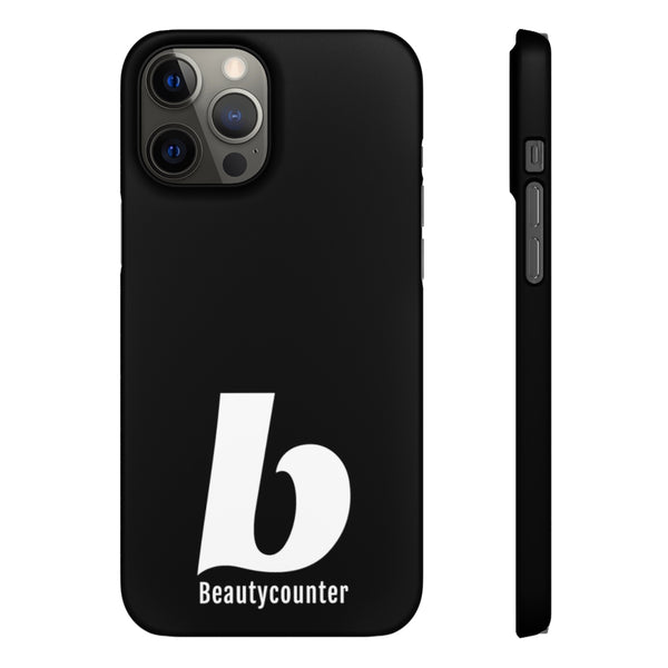 SLEEK Version Pretty Printing X Beautycounter Phone Case Black with White Logo