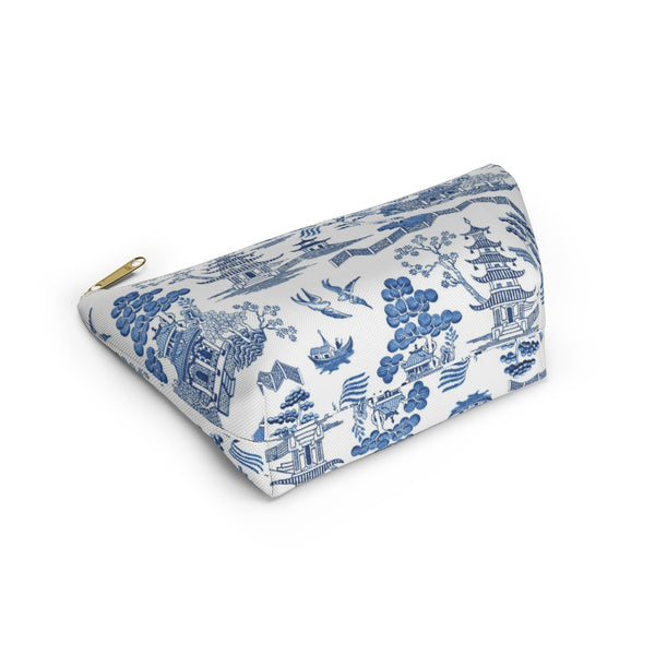 Chinoiserie, Toile, Blue and White Pattern - Accessory Zip Pouch Available in Two Sizes