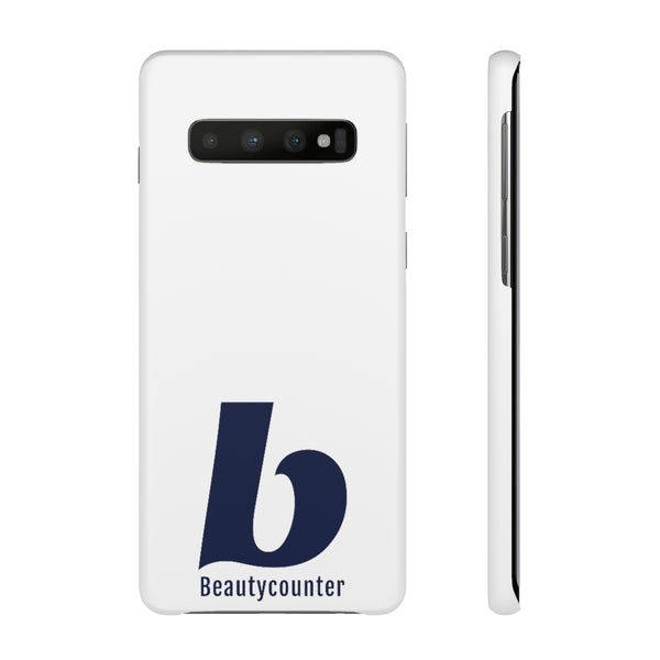 SLEEK Version Pretty Printing X Beautycounter Phone Case White with Navy Logo