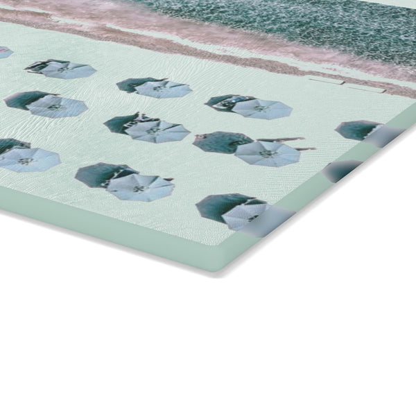Cutting Board, Aerial Beach Scene Blue Beach Umbrellas choose 8x11 or 11x15 Makes the perfect hostess gift