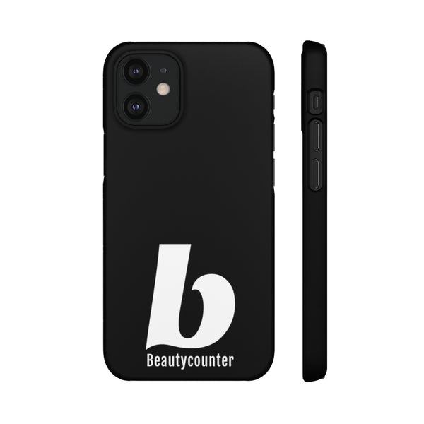 SLEEK Version Pretty Printing X Beautycounter Phone Case Black with White Logo