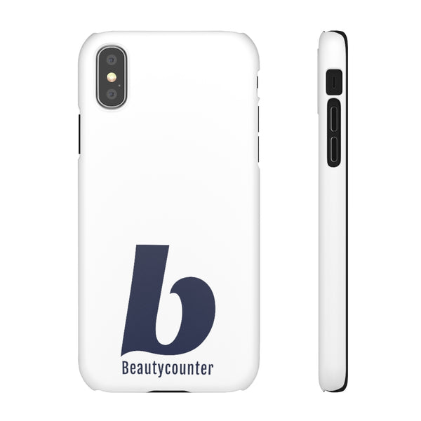 SLEEK Version Pretty Printing X Beautycounter Phone Case White with Navy Logo