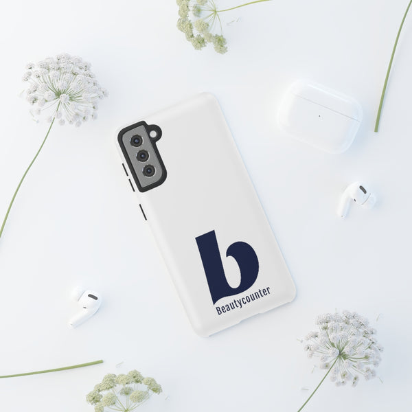 TOUGH Version Pretty Printing X Beautycounter Limited Edition Case White with navy logo