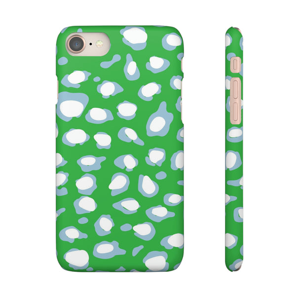 Preppy Leopard Kelly Green + Aqua Spots Protective Phone Case