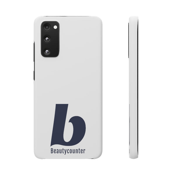 SLEEK Version Pretty Printing X Beautycounter Phone Case White with Navy Logo