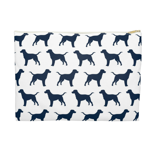 Labrador Retriever Pattern in Navy Zip Pouch, Catchall, Makeup Case, Zip accessory clutch Bag