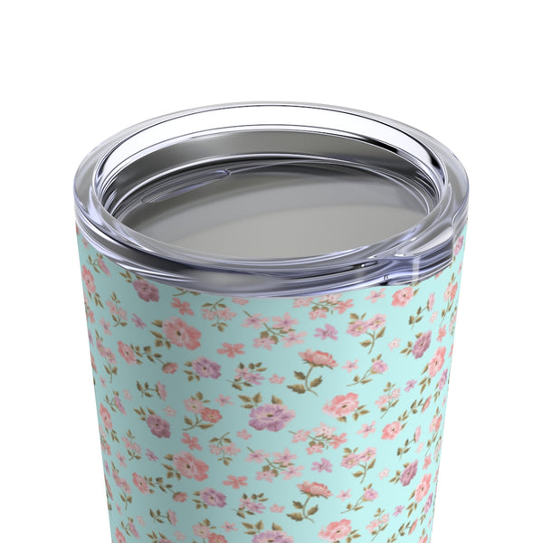 Preppy Disty Floral Tumbler in Aqua Tumbler Drink stays cool 20oz Loveshackfancy Inspired