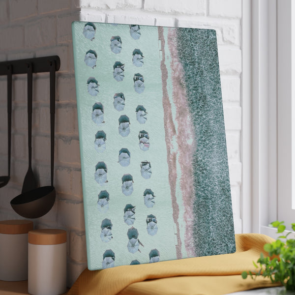 Cutting Board, Aerial Beach Scene Blue Beach Umbrellas choose 8x11 or 11x15 Makes the perfect hostess gift