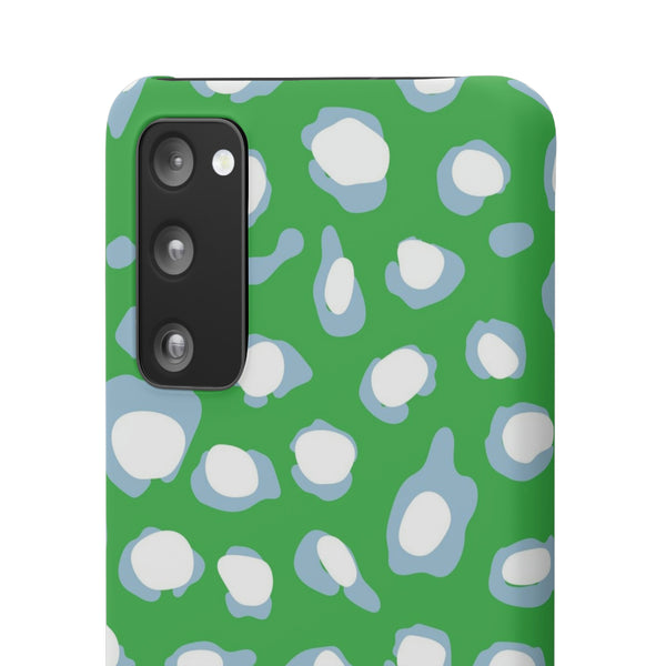 Preppy Leopard Kelly Green + Aqua Spots Protective Phone Case