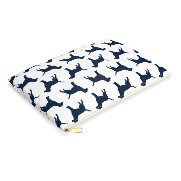 Labrador Retriever Pattern in Navy Zip Pouch, Catchall, Makeup Case, Zip accessory clutch Bag