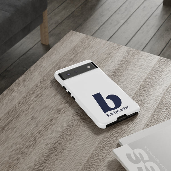 TOUGH Version Pretty Printing X Beautycounter Limited Edition Case White with navy logo