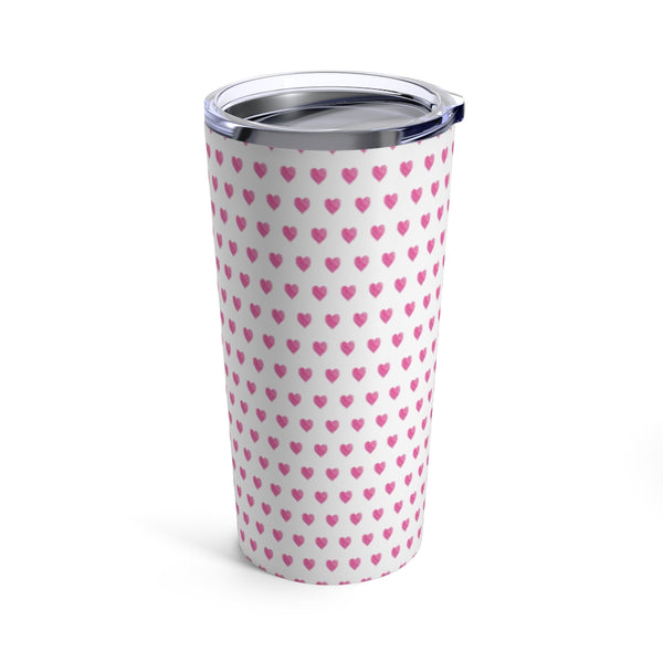 Preppy Watercolor Hearts in Pink Tumbler Drink stays cool 20oz