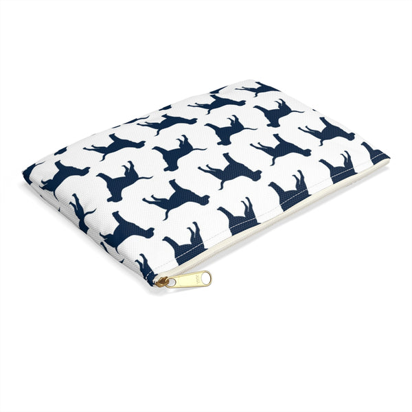 Labrador Retriever Pattern in Navy Zip Pouch, Catchall, Makeup Case, Zip accessory clutch Bag