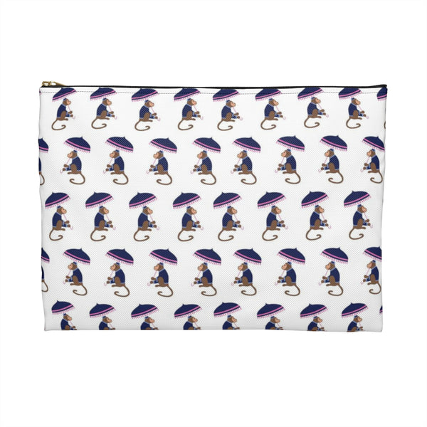 Preppy Monkeys Pattern - Accessory Pouch Zip Closure Available in Two Sizes