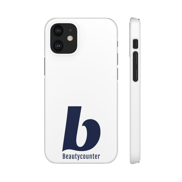 SLEEK Version Pretty Printing X Beautycounter Phone Case White with Navy Logo
