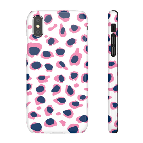 SLEEK Version Pretty Printing X Beautycounter Phone Case Preppy Leopard Navy + Pink Spots