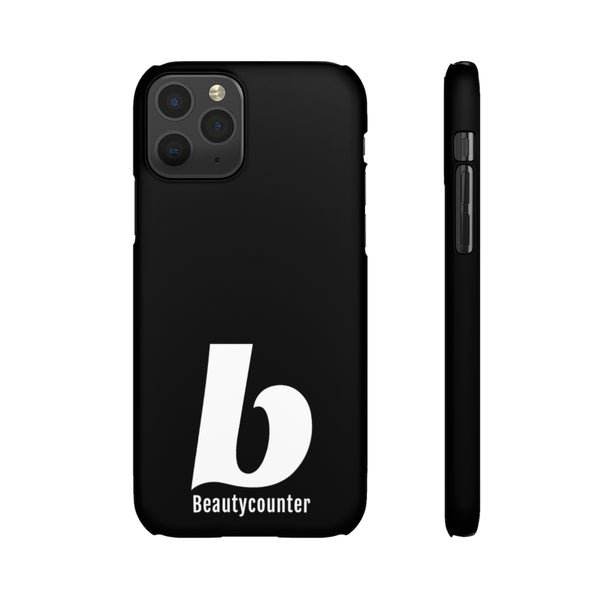 SLEEK Version Pretty Printing X Beautycounter Phone Case Black with White Logo