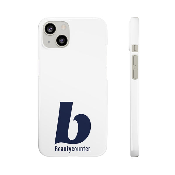 SLEEK Version Pretty Printing X Beautycounter Phone Case White with Navy Logo