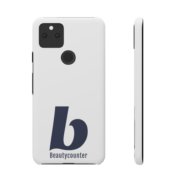 SLEEK Version Pretty Printing X Beautycounter Phone Case White with Navy Logo