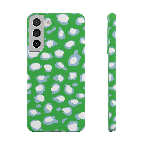 Preppy Leopard Kelly Green + Aqua Spots Protective Phone Case