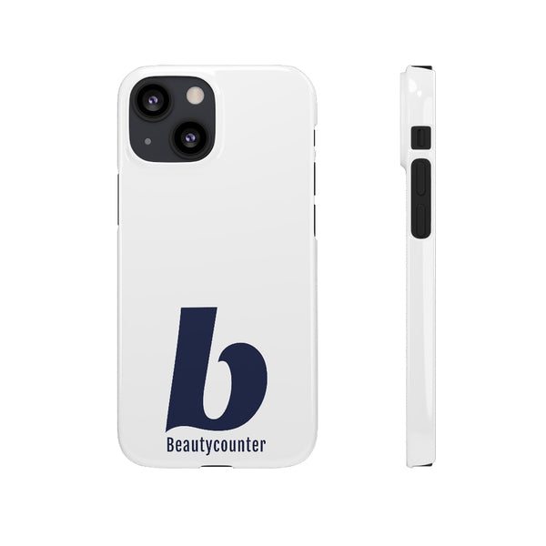 SLEEK Version Pretty Printing X Beautycounter Phone Case White with Navy Logo