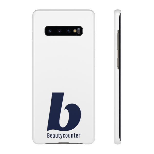 SLEEK Version Pretty Printing X Beautycounter Phone Case White with Navy Logo