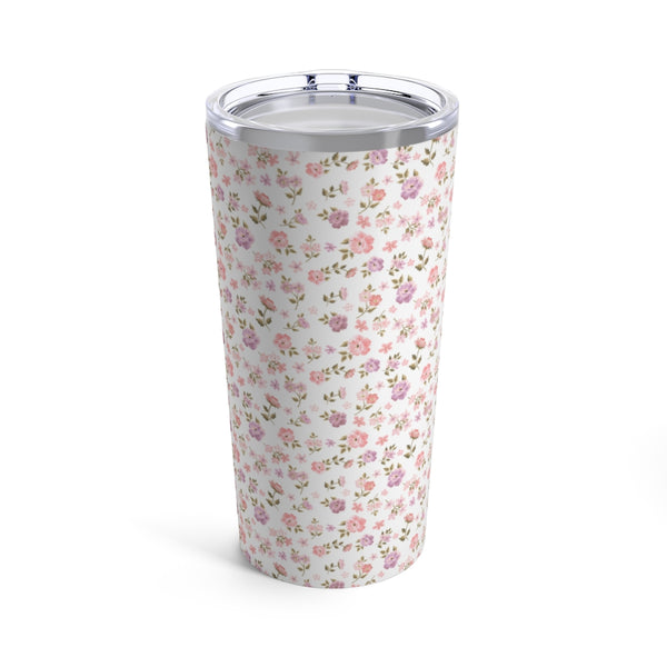 Preppy Disty Floral Tumbler in White Tumbler Drink stays cool 20oz Loveshackfancy Inspired