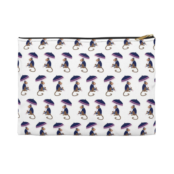 Preppy Monkeys Pattern - Accessory Pouch Zip Closure Available in Two Sizes