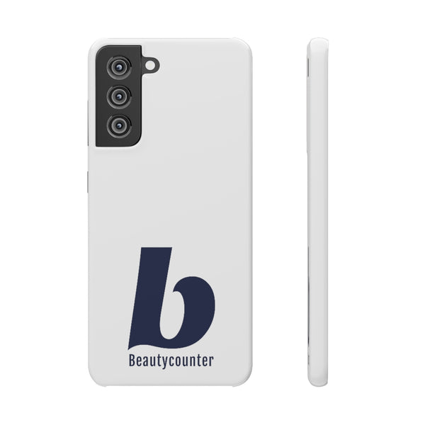 SLEEK Version Pretty Printing X Beautycounter Phone Case White with Navy Logo