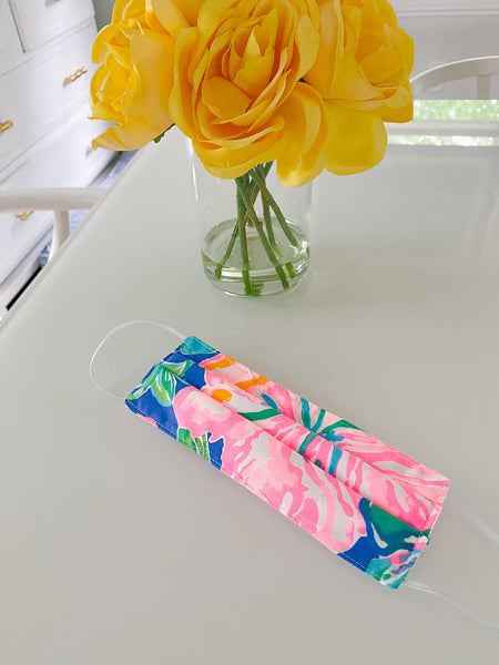 FACE MASK with filter - Palm Beach Print Pink