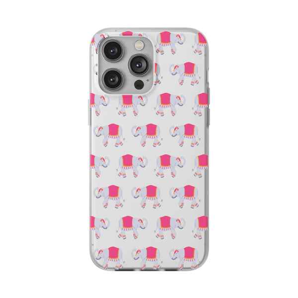 Flexible Phone Case - Preppy Chinoiserie Elephant Pattern  iphone Samsung clear access to all ports and functions