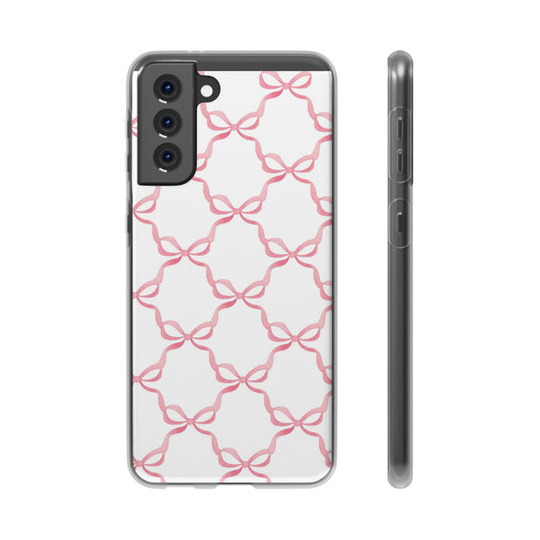 Flexible Phone Case - Preppy Chinoiserie Watercolor Bows iphone Samsung clear access to all ports and functions