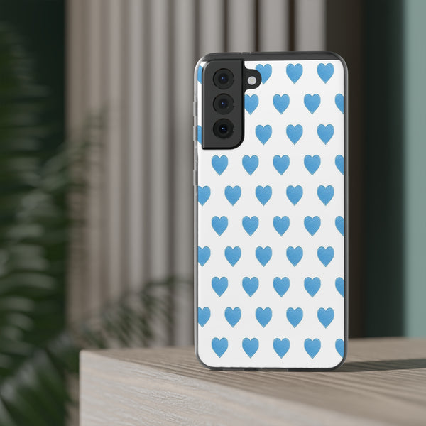 Flexible Phone Case - Preppy Hearts Watercolor Blue iPhone Protection access to all Ports & Functions Great Gift