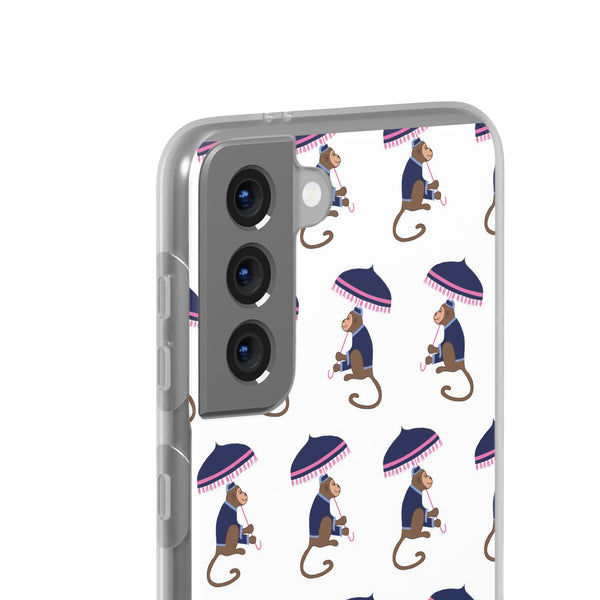 Flexible Phone Case - Preppy Chinoiserie Monkey Pattern  iphone Samsung clear access to all ports and functions