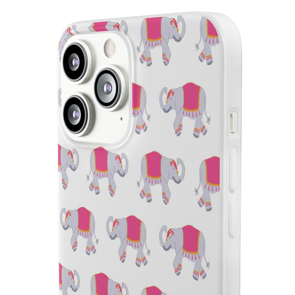 Flexible Phone Case - Preppy Chinoiserie Elephant Pattern  iphone Samsung clear access to all ports and functions