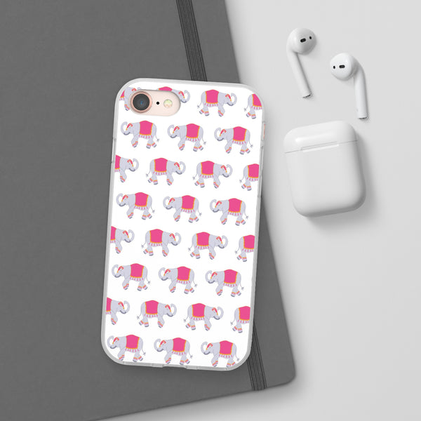 Flexible Phone Case - Preppy Chinoiserie Elephant Pattern  iphone Samsung clear access to all ports and functions