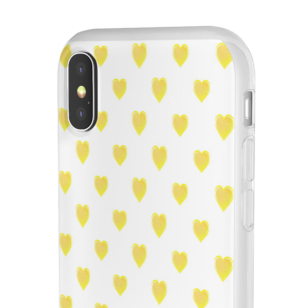 Flexible Phone Case - Yellow Hearts, Preppy iPhone case, Nantucket, Hamptons Inspired Samsung, Gift Present White Background, Clear Case