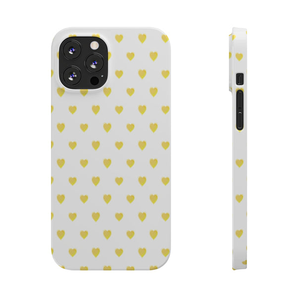 Preppy Hearts in Yellow, Heart Pattern,  Preppy Gift summer iPhone Case, Samsung Slim and Sleek, Classic, Impact Resistant Shell