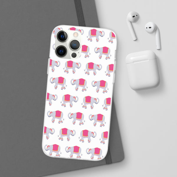 Flexible Phone Case - Preppy Chinoiserie Elephant Pattern  iphone Samsung clear access to all ports and functions