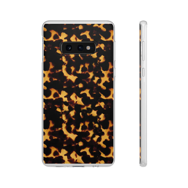 Flexible Phone Case - Tortoise Print Chic Spots leopard in classic neutral phones iphone Samsung clear access to all ports and functions