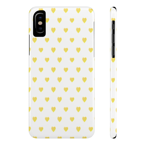 Preppy Hearts in Yellow, Heart Pattern,  Preppy Gift summer iPhone Case, Samsung Slim and Sleek, Classic, Impact Resistant Shell