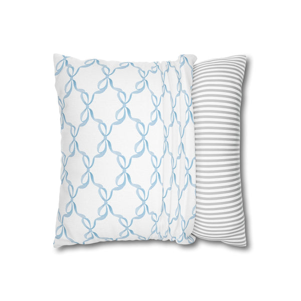 Watercolor Bow Blue Pillow Cover with Zip Closure - Cover Only - Insert not included - teen, tween, dorm room